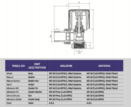 Köşe Radyatör Vanası